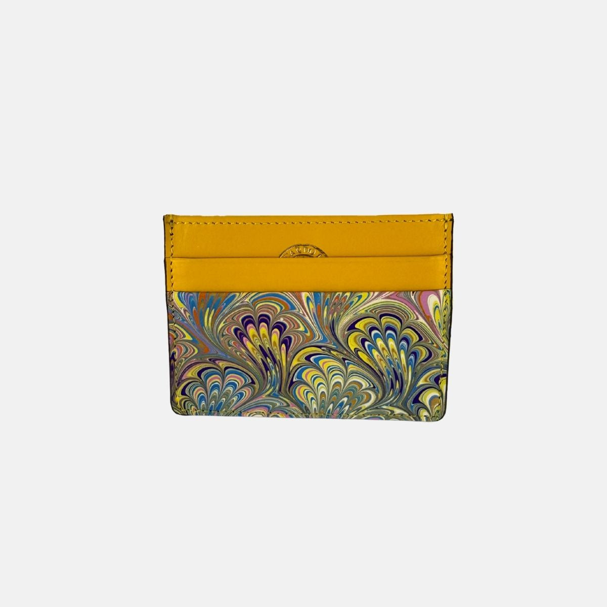 Marble Leather Credit Card Holder Yellow Mix - Big Bag NY
