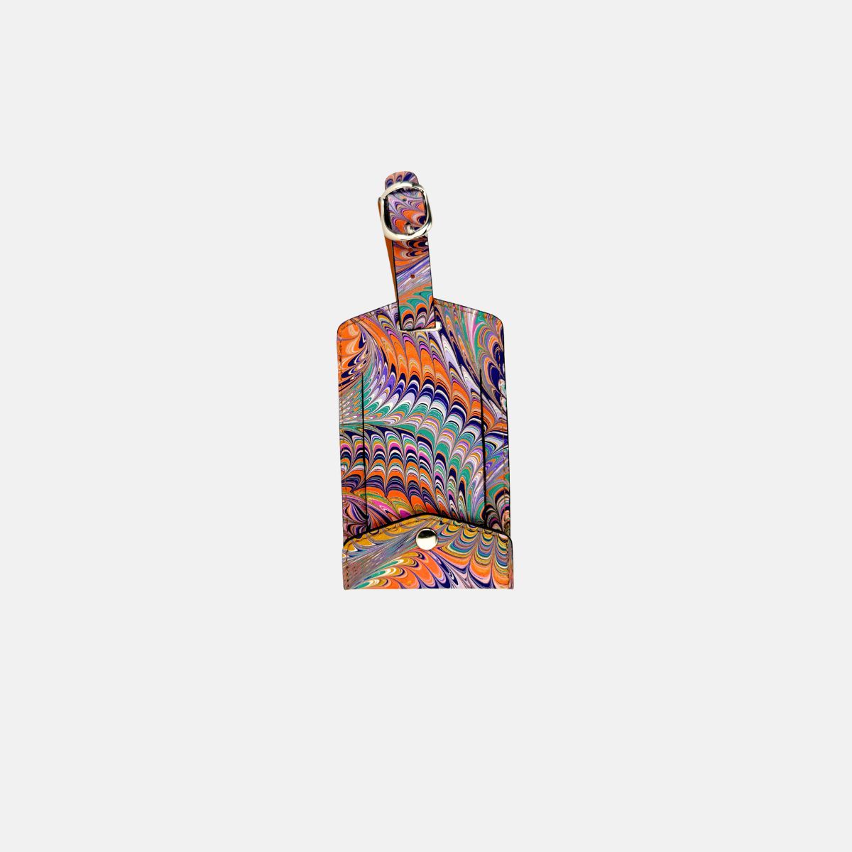 Marble Leather Luggage Tag Orange Purple Teal Mustard Mix - Big Bag NY