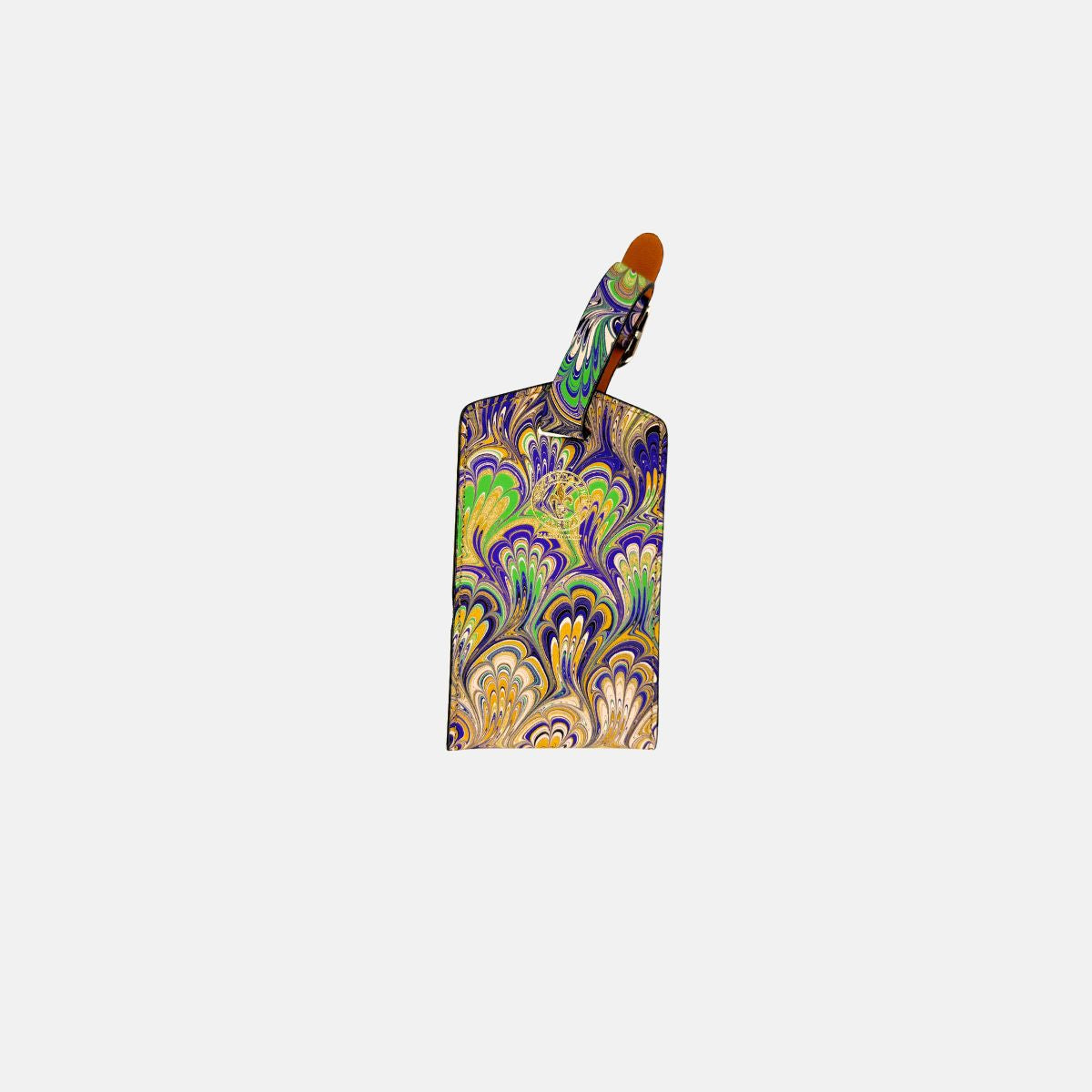 Marble Leather Luggage Tag Purple Green Gold Mix - Big Bag NY