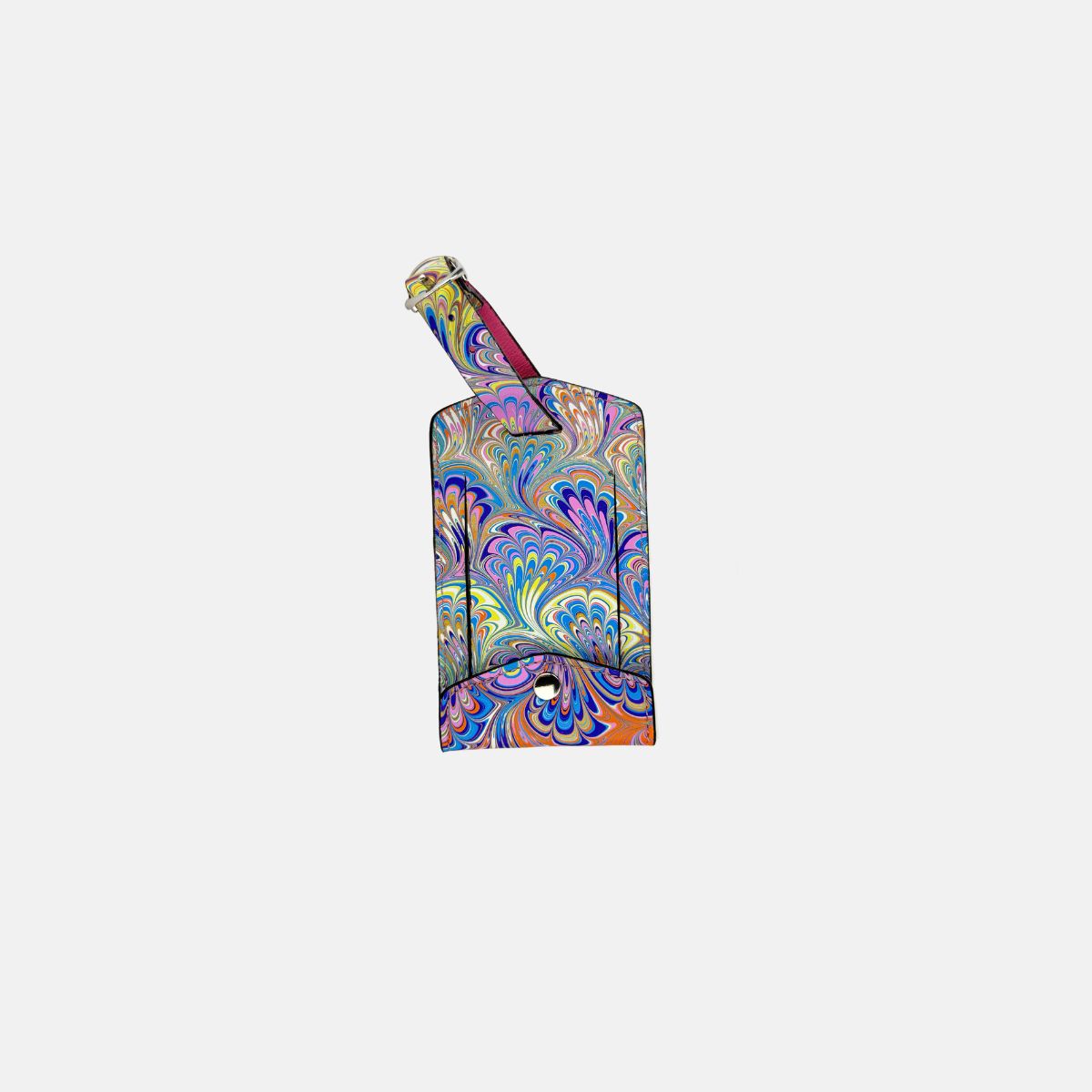 Marble Leather Luggage Tag Purple Orange Turquoise Mix 2 - Big Bag NY