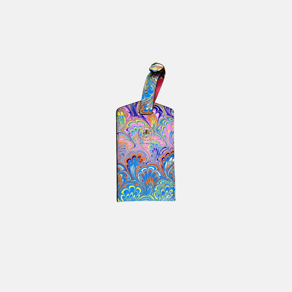 Marble Leather Luggage Tag Purple Orange Turquoise Mix 2 - Big Bag NY