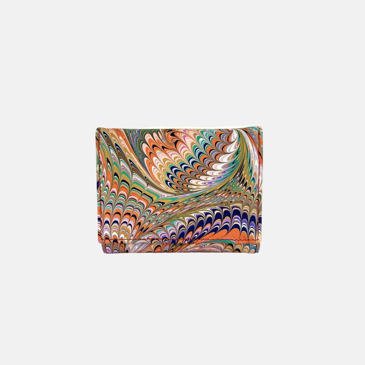 Marble Leather Orange Purple Teal Mustard Mix Trifold Wallet - Big Bag NY