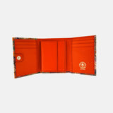 Marble Leather Orange Purple Teal Mustard Mix Trifold Wallet - Big Bag NY