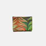 Marble Leather Orange and Green Mix Trifold Wallet - Big Bag NY