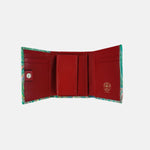 Marble Leather Orange and Green Mix Trifold Wallet - Big Bag NY