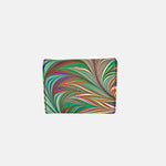 Marble Leather Orange and Green Mix Trifold Wallet - Big Bag NY
