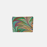 Marble Leather Orange and Green Mix Trifold Wallet - Big Bag NY