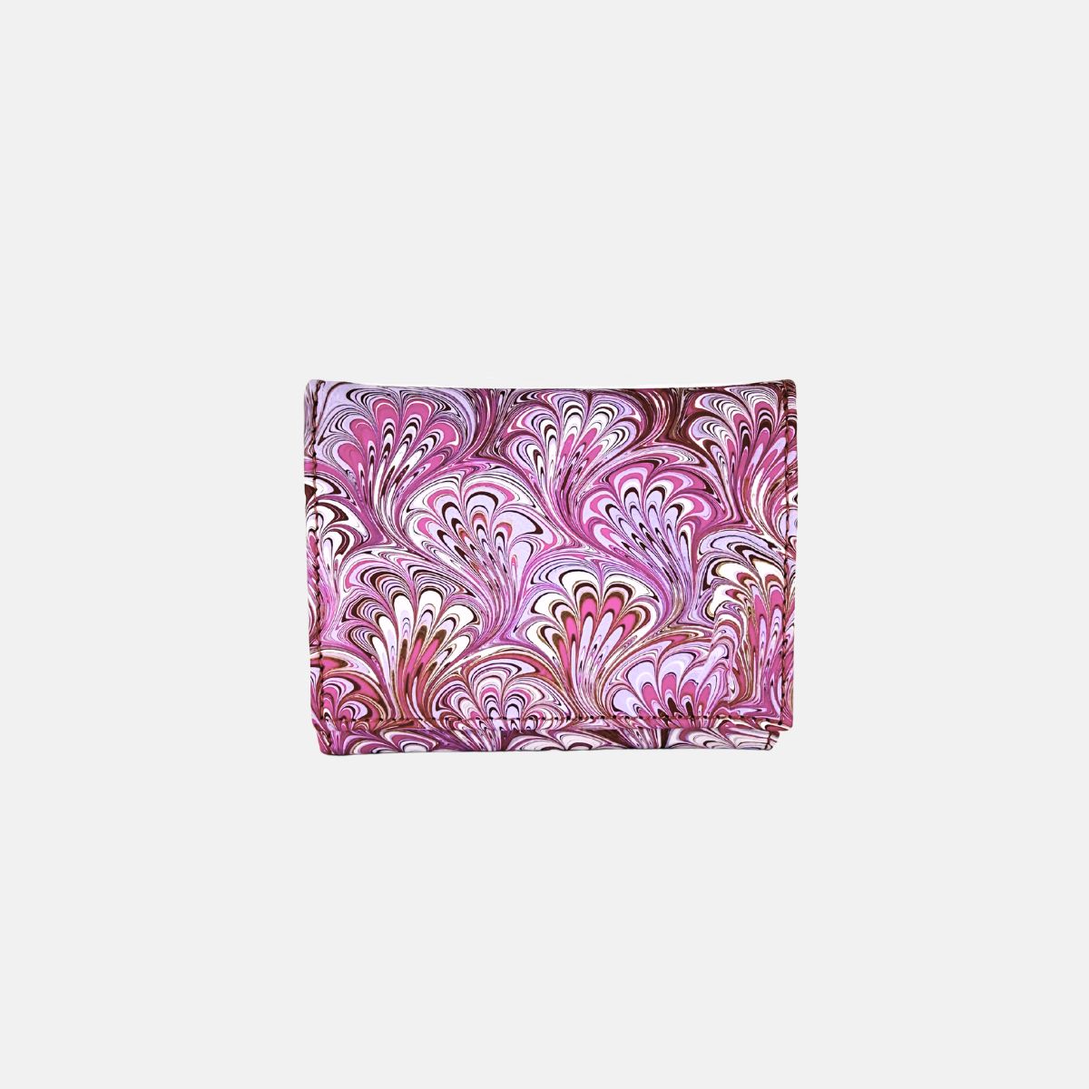 Marble Leather Pink Fuchsia Gold Floral Mix Trifold Wallet - Big Bag NY