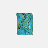 Marble Leather Turquoise and Gold Large Swirl Mix Trifold Wallet - Big Bag NY