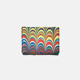 Marble Leather Yellow Orange Blue Mix Trifold Wallet - Big Bag NY