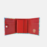 Marble Leather Yellow Orange Blue Mix Trifold Wallet - Big Bag Ny