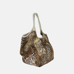 Marco Masi Large Silky Tote in Golden Animal Print - Big Bag NY