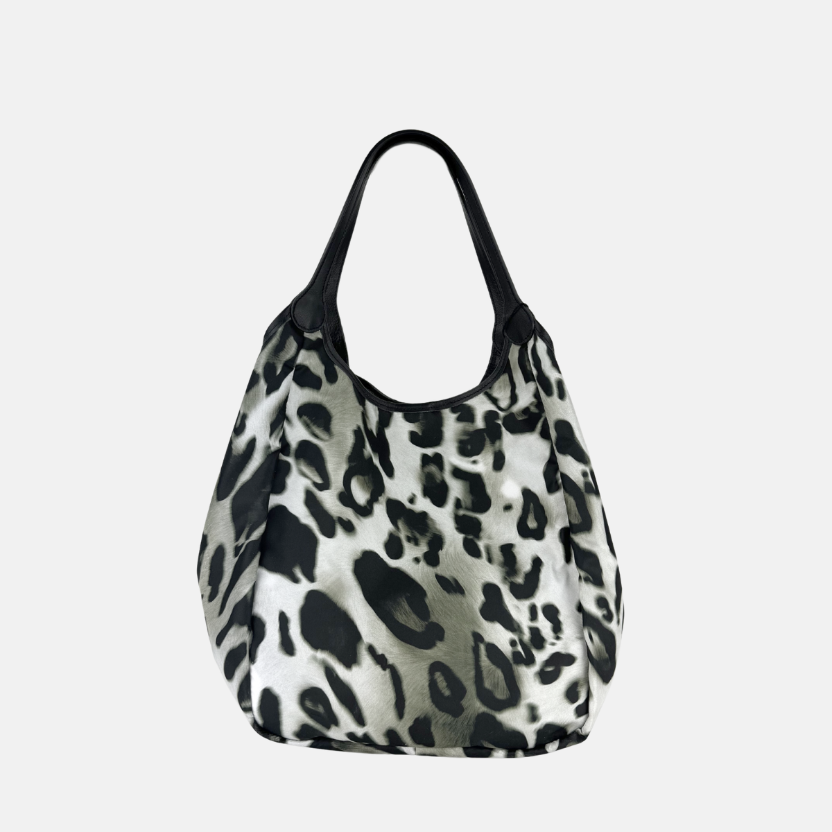 Marco Masi Large Silky Tote in Grey Snow Leopard Print - Big Bag NY