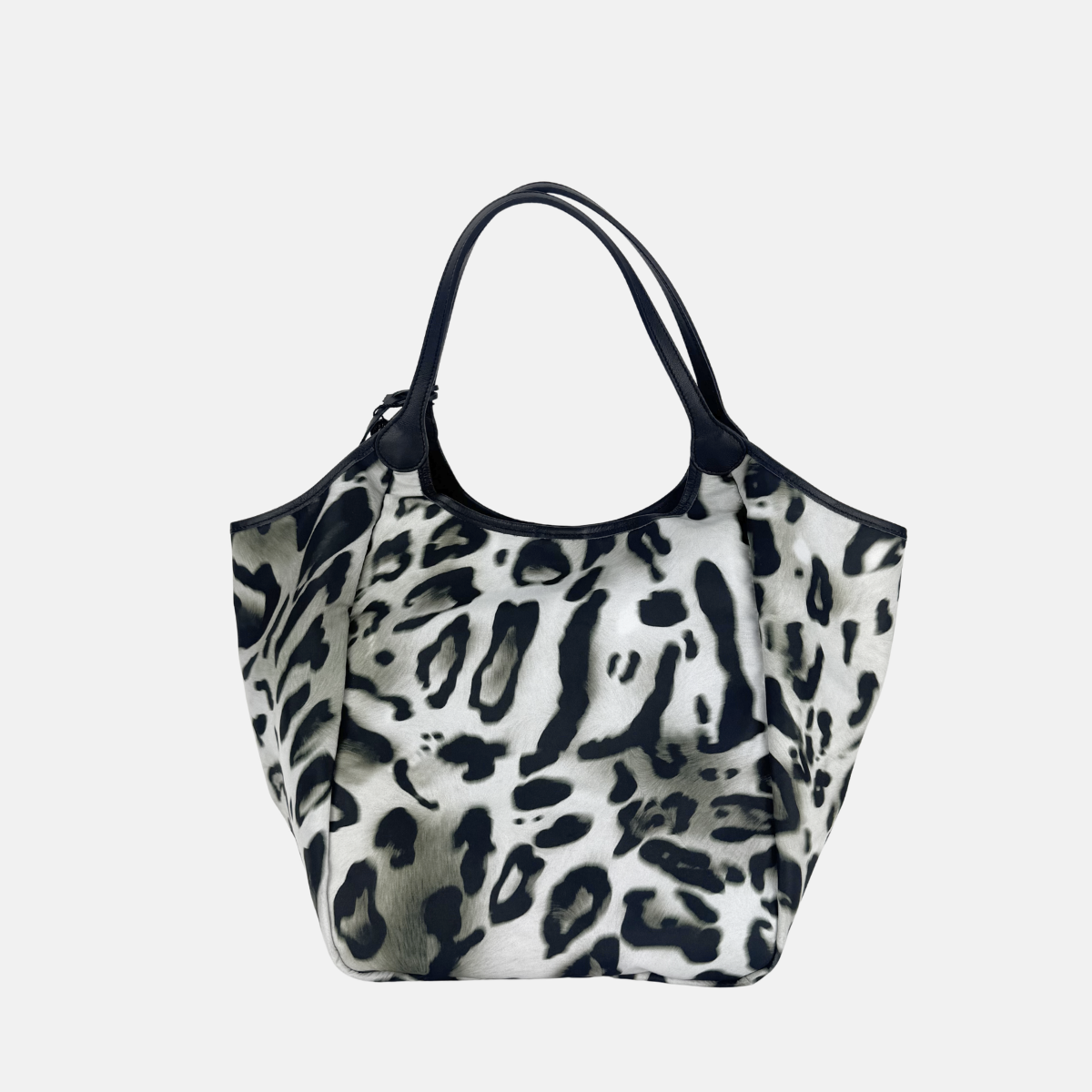 Marco Masi Large Silky Tote in Grey Snow Leopard Print - Big Bag NY