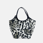 Marco Masi Large Silky Tote in Grey Snow Leopard Print - Big Bag NY