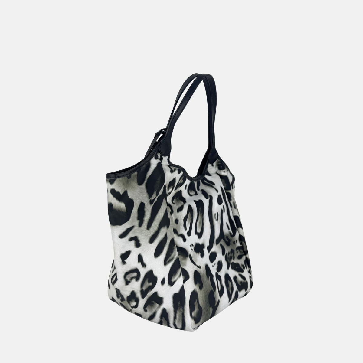Marco Masi Large Silky Tote in Grey Snow Leopard Print - Big Bag NY