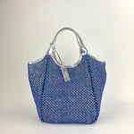 Marco Masi Metallic Silver and Blue Mermaid Raffia Mesh Shoulder Bag - Big Bag NY