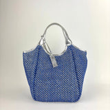 Marco Masi Metallic Silver and Blue Mermaid Raffia Mesh Shoulder Bag - Big Bag NY