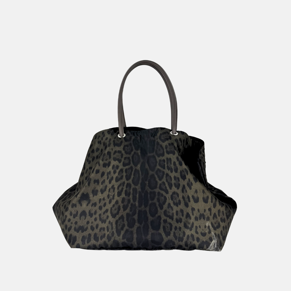 Marco Masi Silky Large Boat Tote in Dark Brown Leopard Print - Big Bag NY