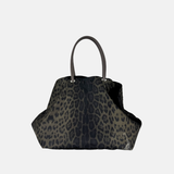 Marco Masi Silky Large Boat Tote in Dark Brown Leopard Print - Big Bag NY