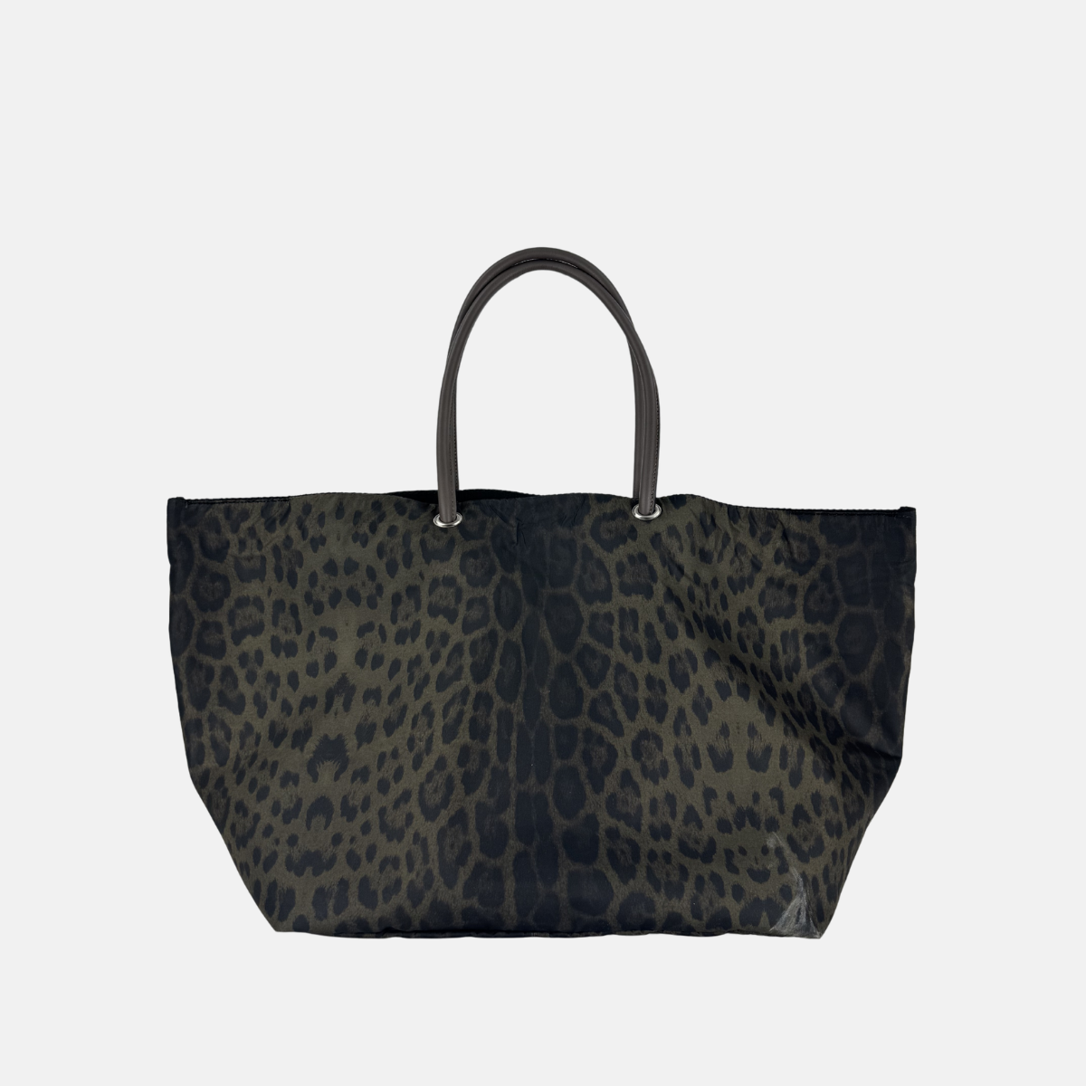 Marco Masi Silky Large Boat Tote in Dark Brown Leopard Print - Big Bag NY