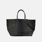 Marco Masi Silky Large Boat Tote in Dark Brown Leopard Print - Big Bag NY