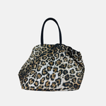 Marco Masi Silky Large Boat Tote in Large Leopard Print Black Trim - Big Bag NY