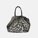 Marco Masi Silky Large Boat Tote in Large Leopard Print Black Trim - Big Bag NY