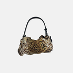 Marco Masi Silky Small Shoulder Bag in Golden Animal Print with Black Trim - Big Bag NY