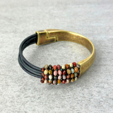 Martell Alxa Agate and Spinel Black Leather Cuff - Big Bag NY