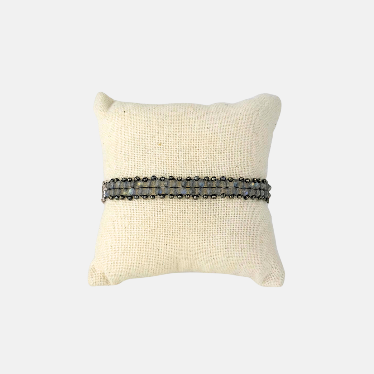 Martell Labradorite and Silver Pyrite Trim Bracelet - Big Bag NY
