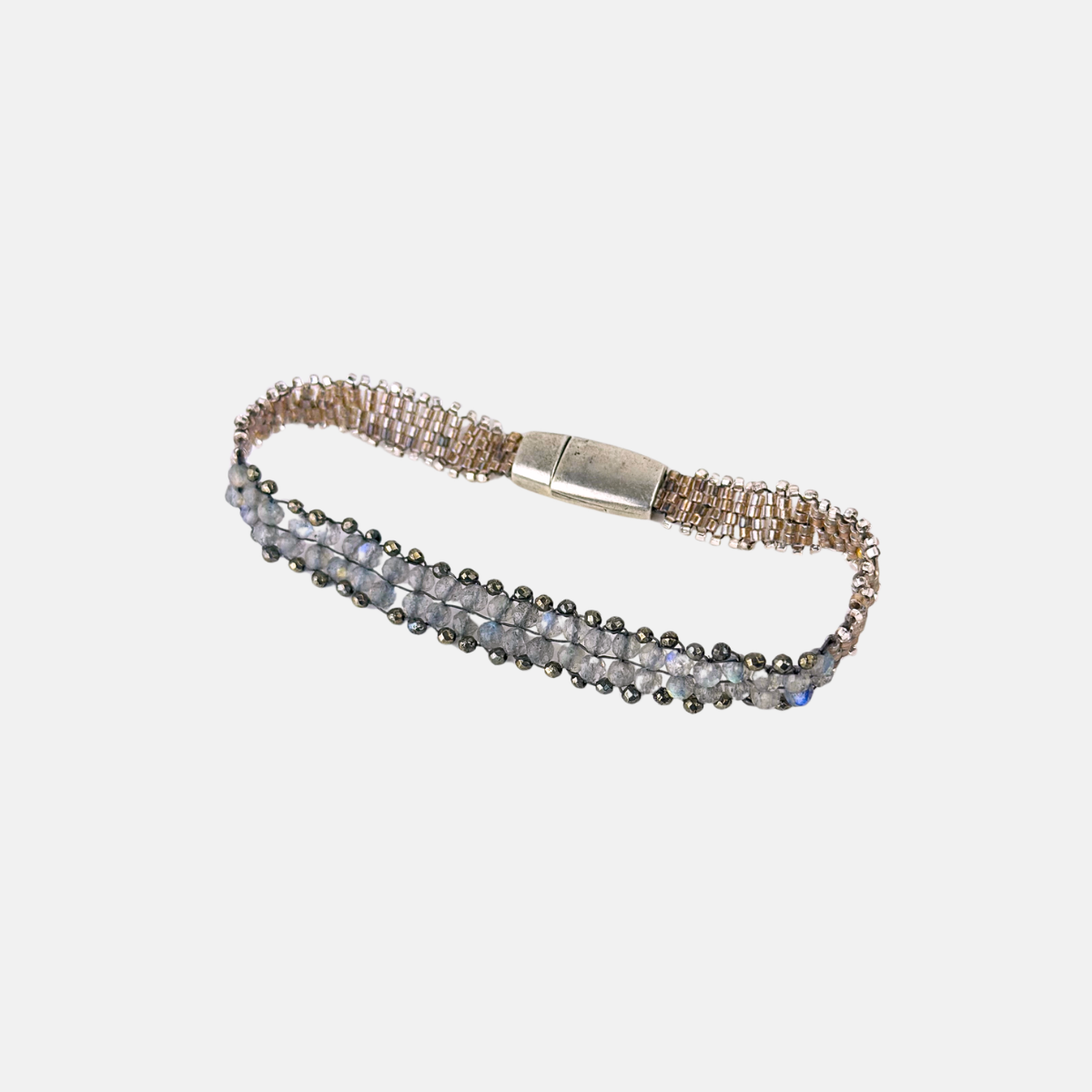 Martell Labradorite and Silver Pyrite Trim Bracelet - Big Bag NY