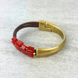 Martell Slim Carnelian and Leather Cuff - Big Bag NY