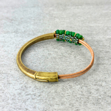 Martell Slim Emerald and Natural Leather Bracelet - Big Bag NY