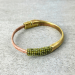 Martell Slim Green Peridot and Natural Leather Bracelet - Big Bag NY