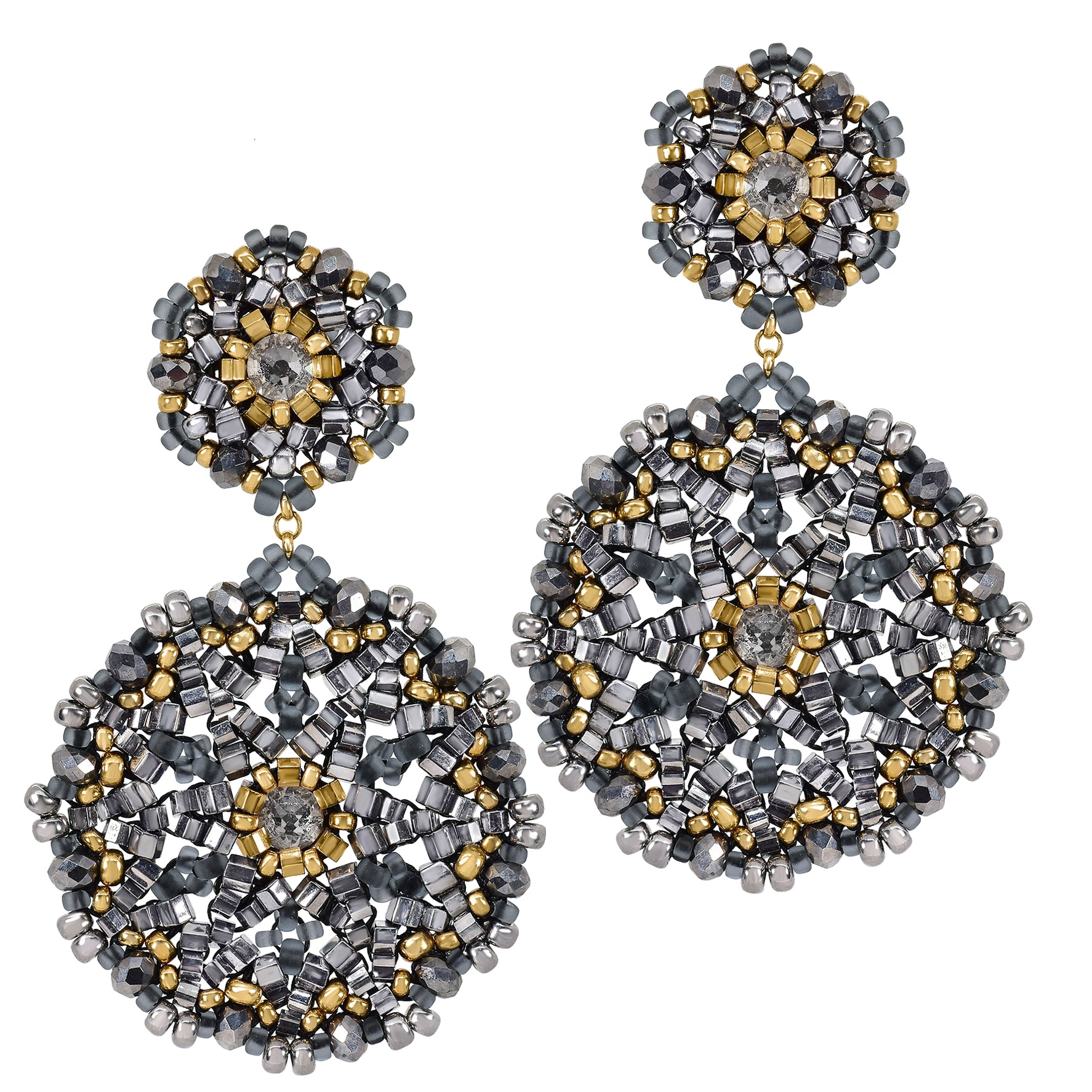 Miguel Ases Double Circle Drop Post Earrings Big-Bag-NY