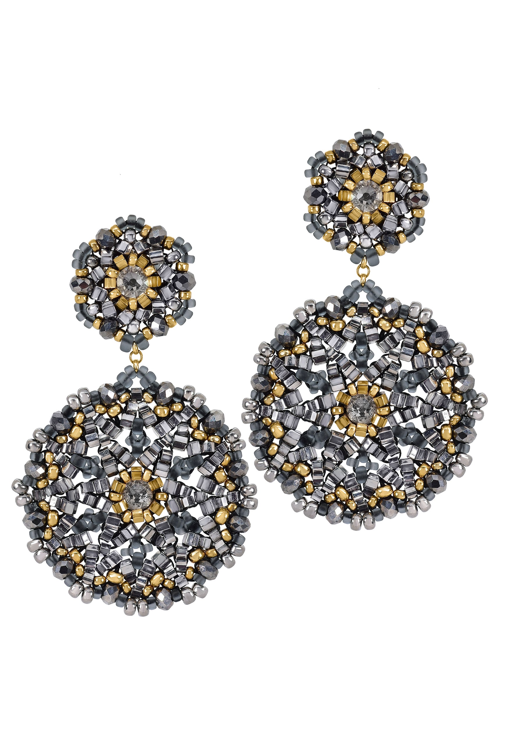 Miguel Ases Double Circle Drop Post Earrings Big-Bag-NY
