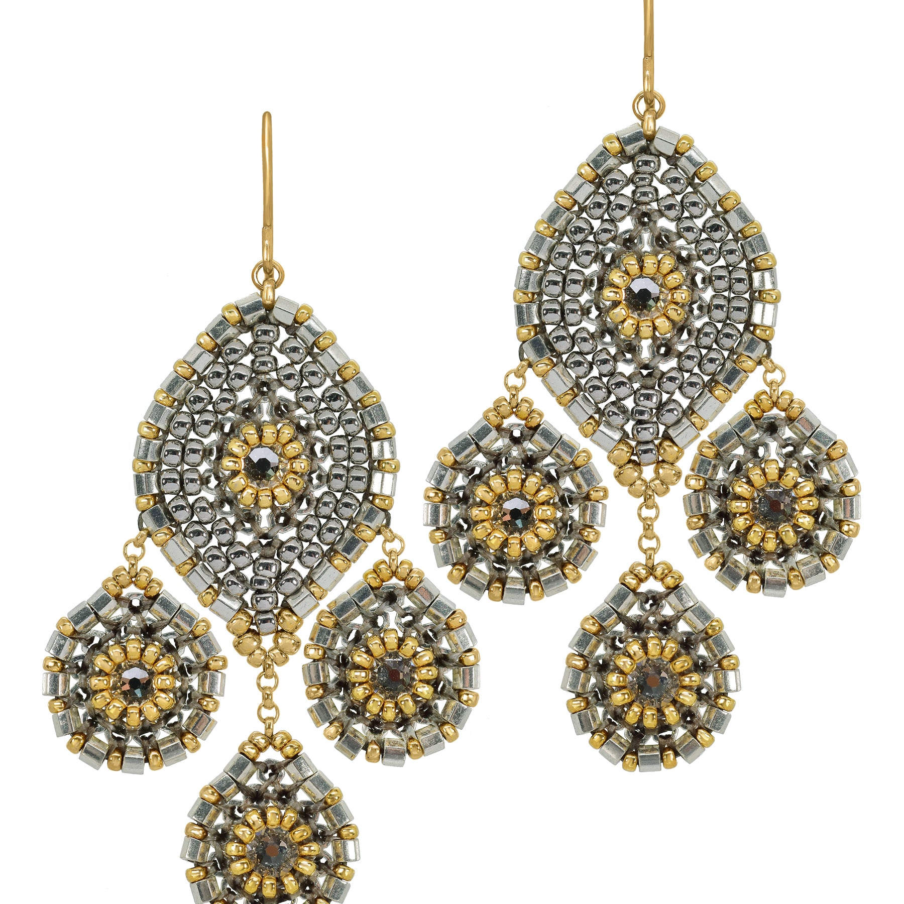 Miguel Ases Gold and Silver Dangle Earrings E24833 Big-Bag-NY