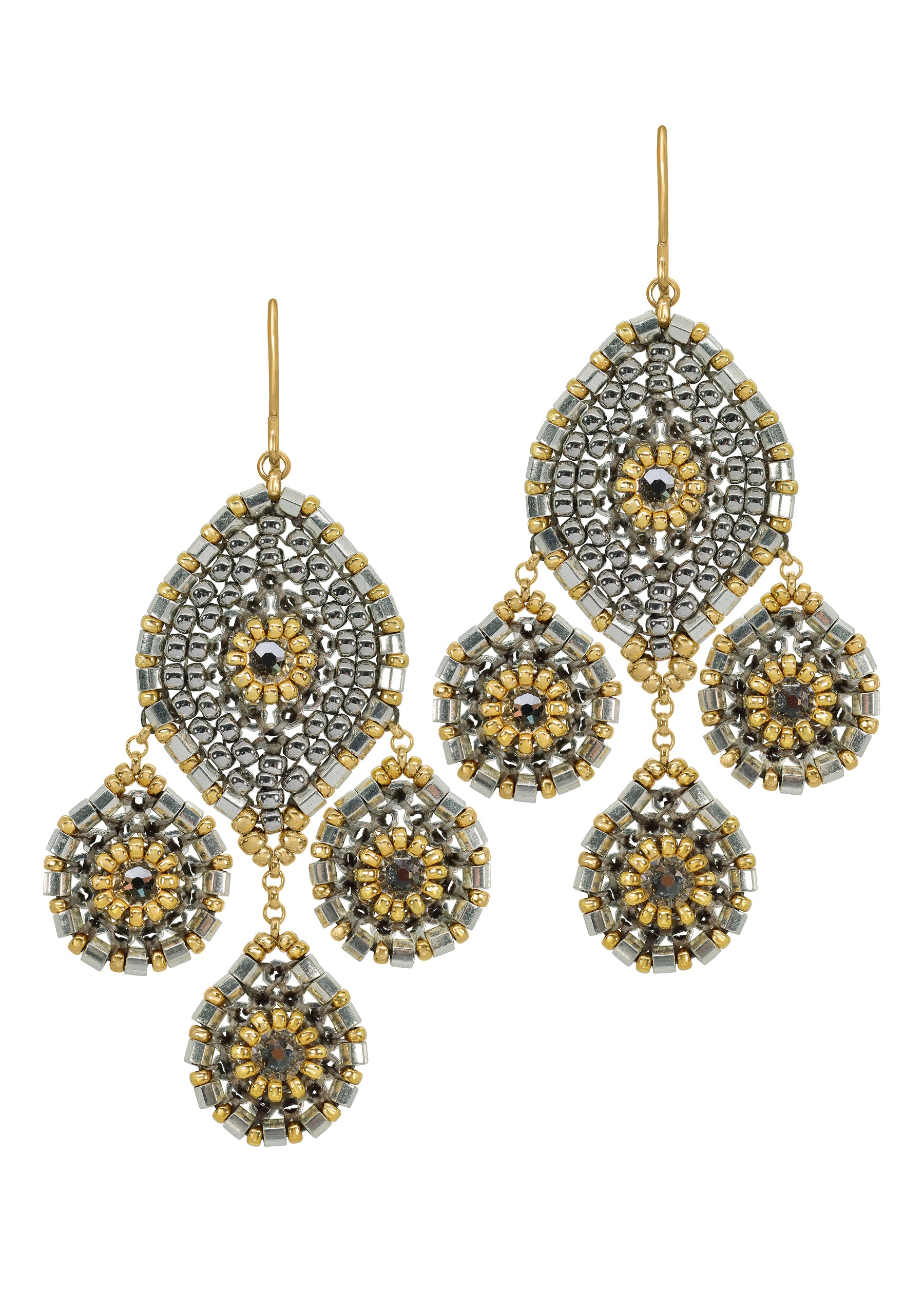 Miguel Ases Gold and Silver Dangle Earrings E24833 Big-Bag-NY