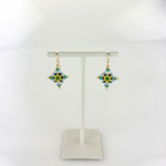 Miguel Ases Green Turquoise and Gold Rhombus Earrings - Big Bag NY
