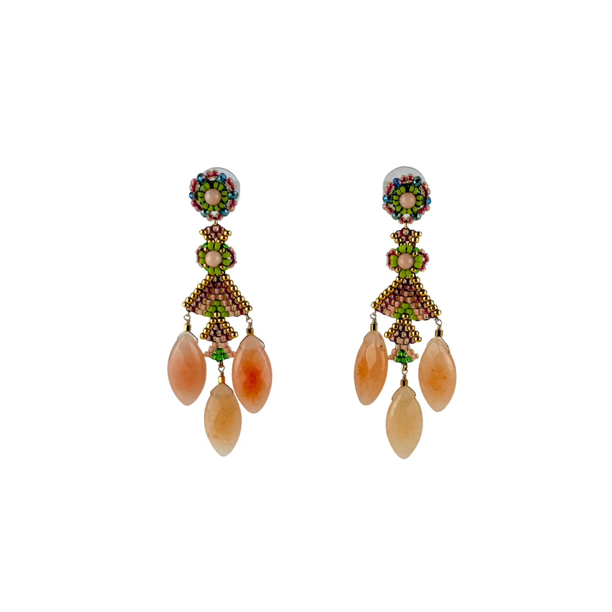 Miguel Ases Large Pink Chalcedony Drop Earrings - Big Bag NY