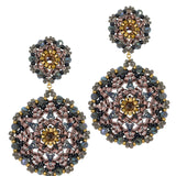 Miguel Ases Pink and Gold Circle Post Drop Earrings Big-Bag-NY