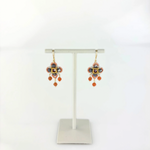Miguel Ases Pyrite and Coral Mini Chandelier Clover Drop Earrings - Big Bag NY