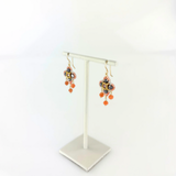 Miguel Ases Pyrite and Coral Mini Chandelier Clover Drop Earrings - Big Bag NY 1