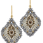 Miguel Ases Silver and Gold Almond Dangle Earrings Big-Bag-NY