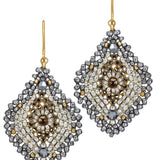 Miguel Ases Silver and Gold Almond Dangle Earrings Big-Bag-NY