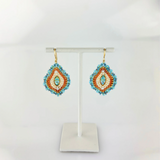Miguel Ases Turquoise Coral Beige Almond Drop Earrings - Big Bag NY