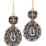 Miguel Ases White and Gold Swarovski Double Tear Drop Earrings Big-Bag-NY