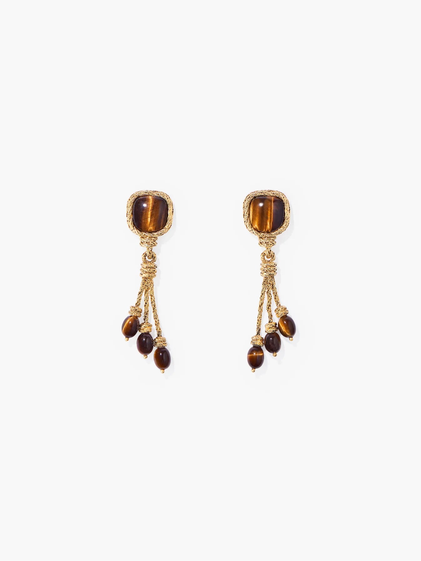 Miki Tiger's Eye Earrings Big Bag NY