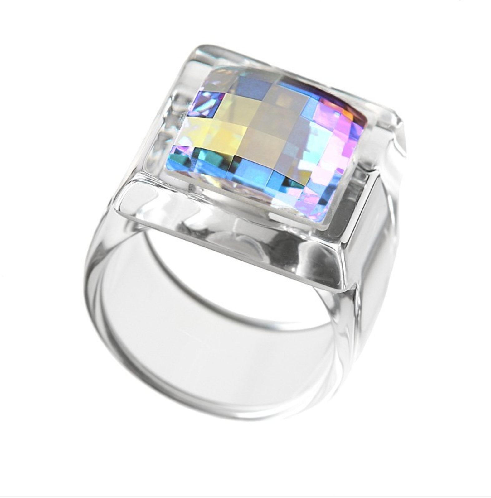 Miravidi SATELLITE Pop Ring Transparent Aurora Borealis - Big Bag NY